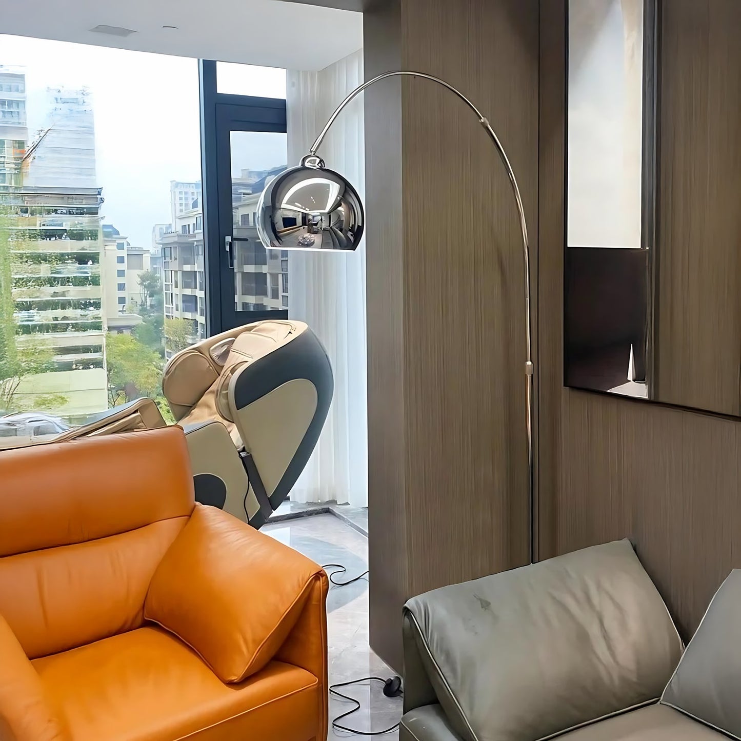 Arc-Globe Postmodern Stainless Steel Floor Lamp