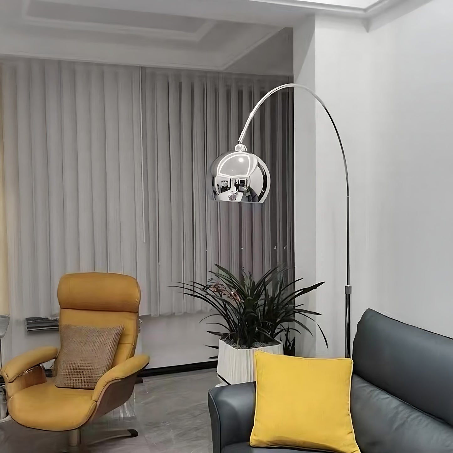 Arc-Globe Postmodern Stainless Steel Floor Lamp