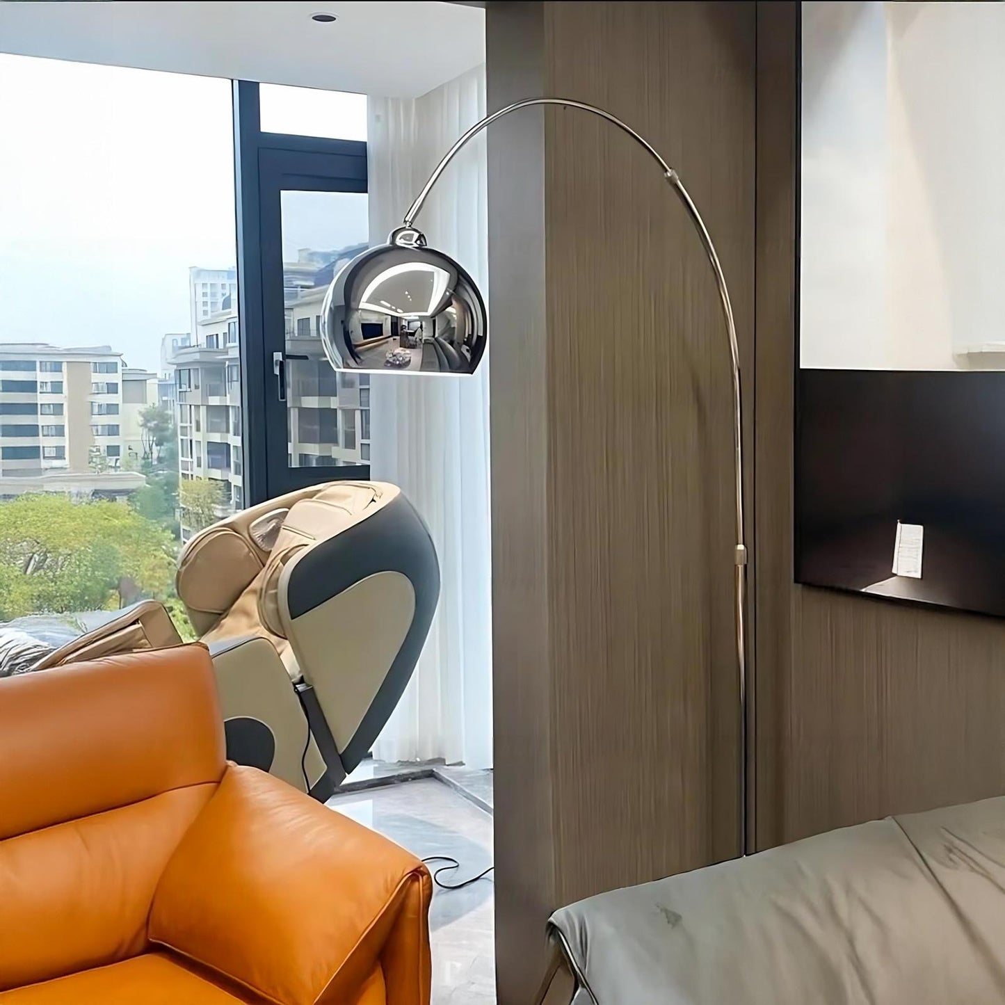 Arc-Globe Postmodern Stainless Steel Floor Lamp