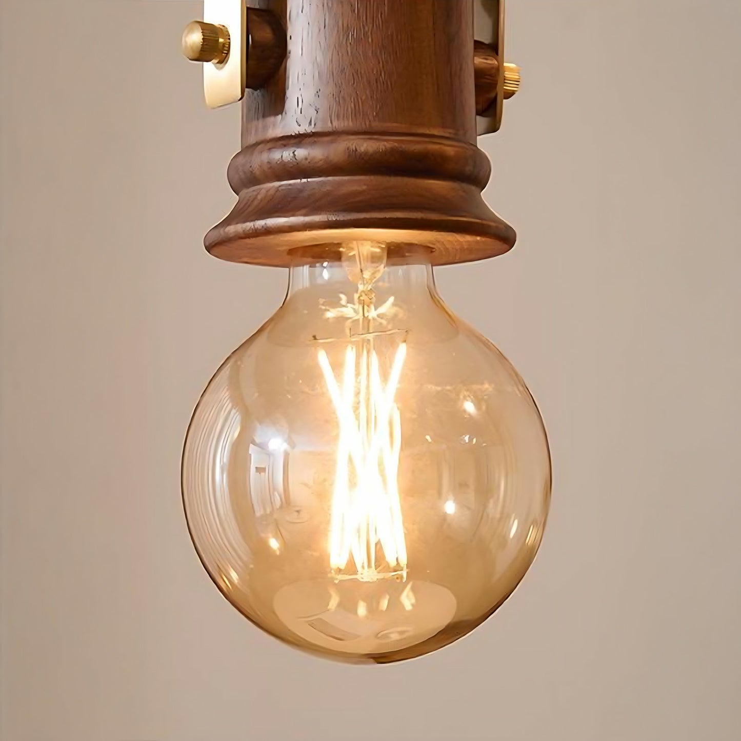 Retro Energy-Saving Mid-century Wood & Metal Pendant Light