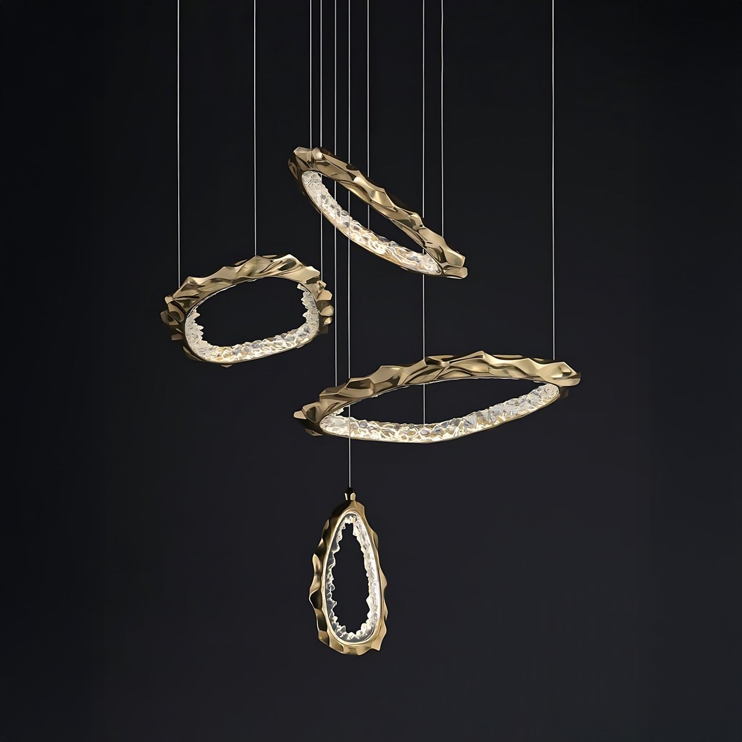 Rippled Ring Luxury Copper Chandelier