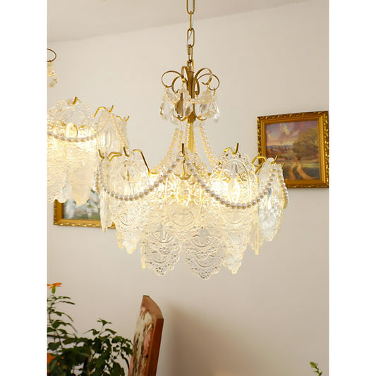 Lace French Country Glass Chandelier