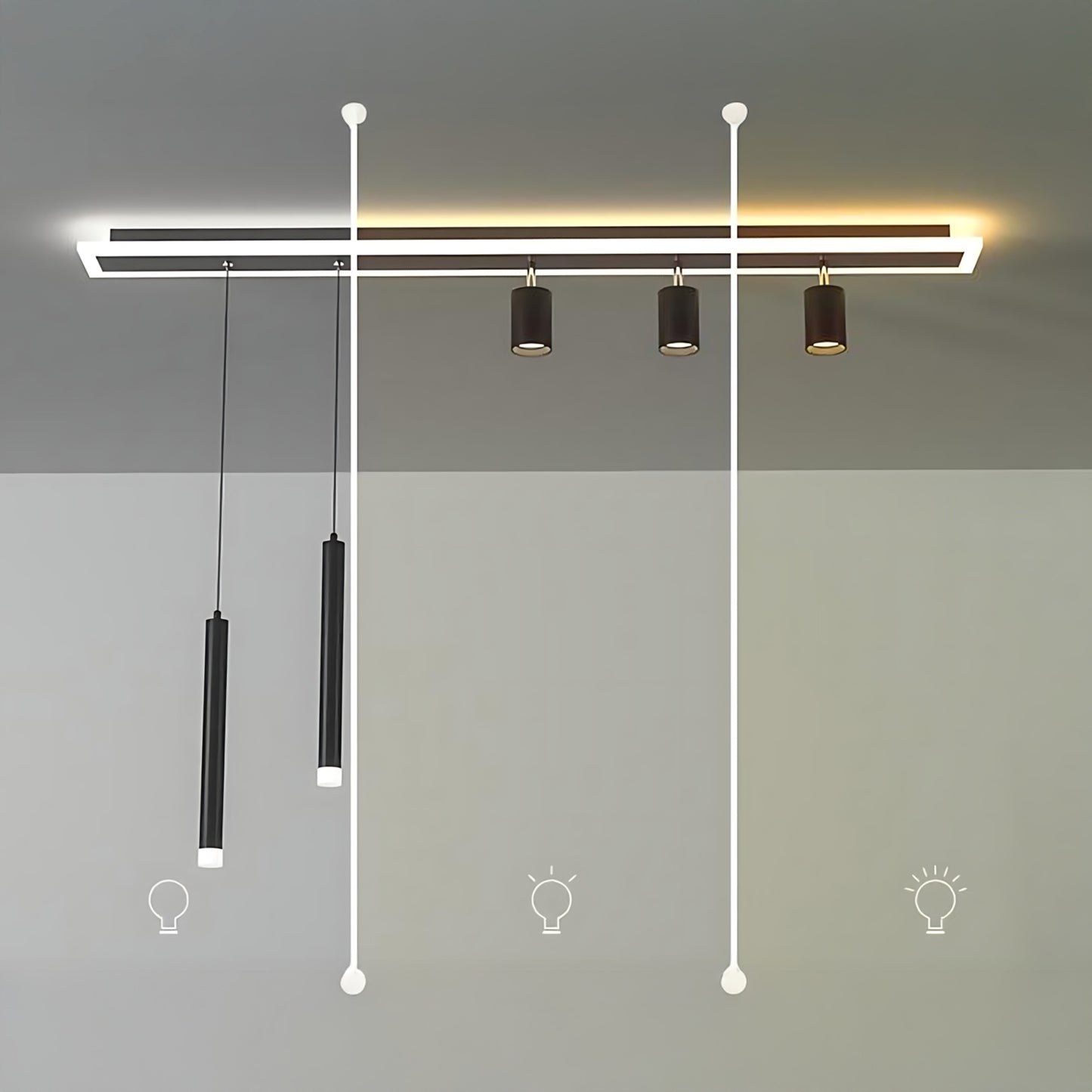 Linear Nordic Iron Ceiling Lamp