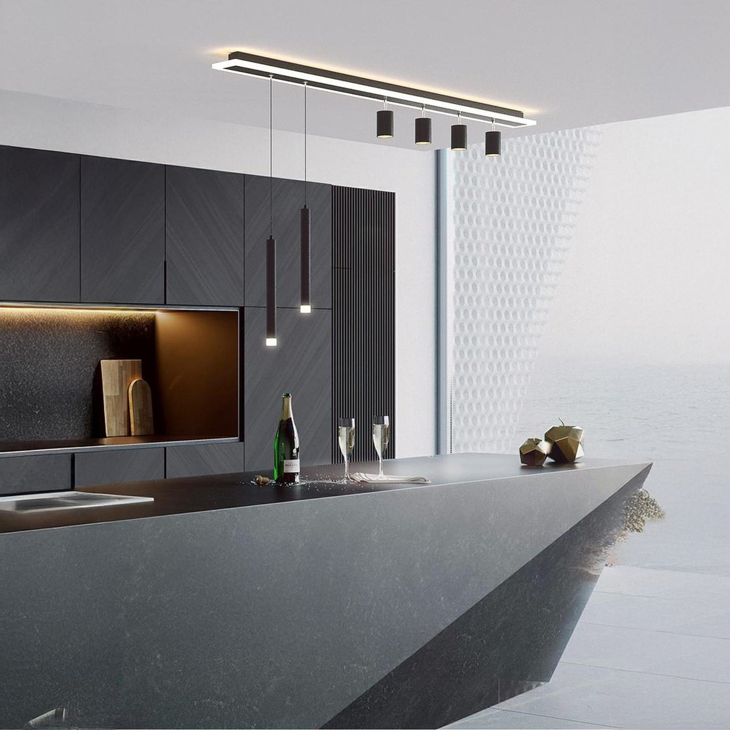 Linear Nordic Iron Ceiling Lamp