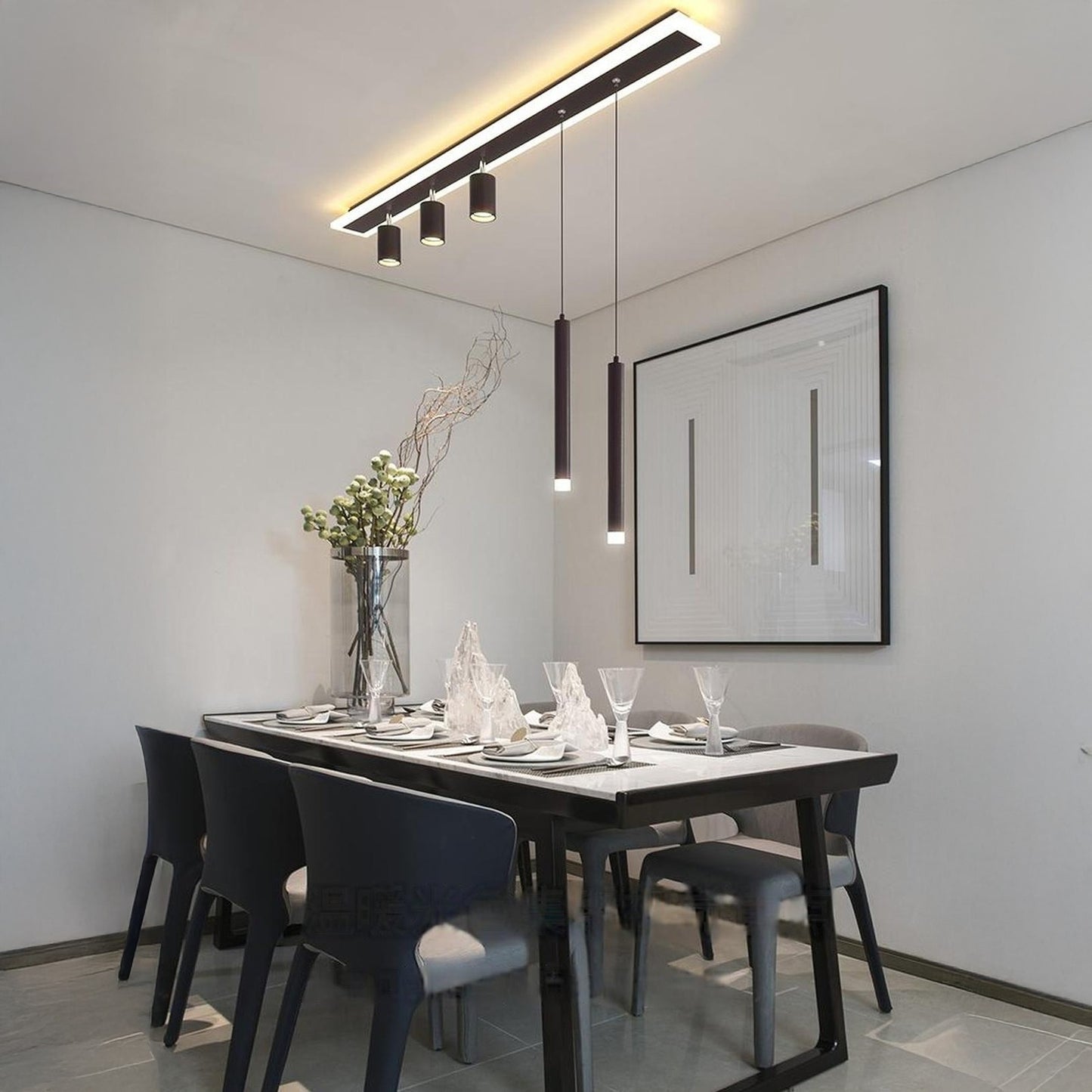 Linear Nordic Iron Ceiling Lamp