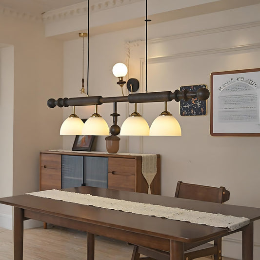 Long Bar Mid-Century Wood Chandelier