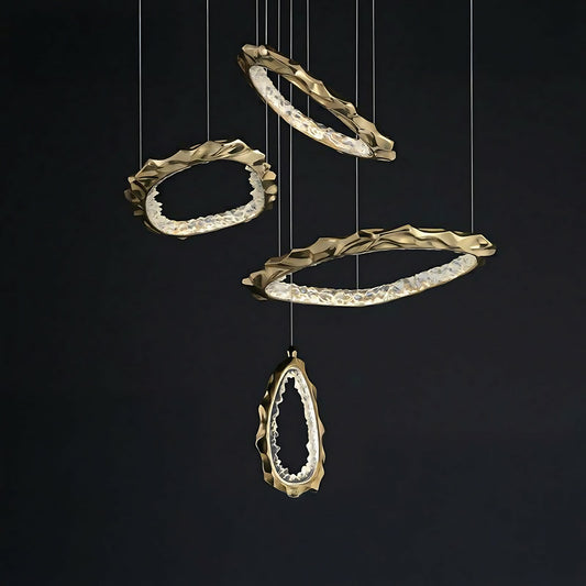 Rippled Ring Luxury Copper Chandelier